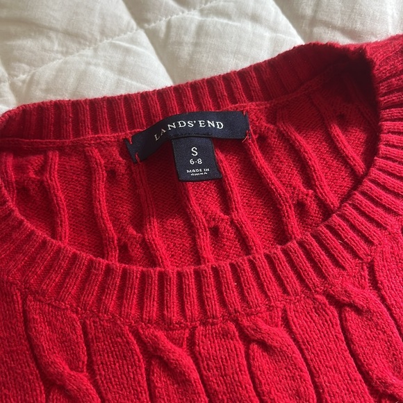 Land’s End Red Cable Knit Sweater Small - Picture 4 of 9